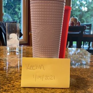 Purple grid Starbucks tumbler